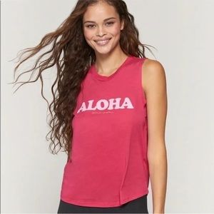 Spiritual Gangster Aloha Pink Muscle Tee sz S